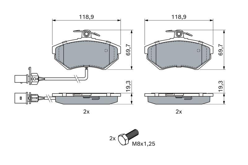 Kit de plaquettes de frein, frein à disque BOSCH 0 986 494 042
