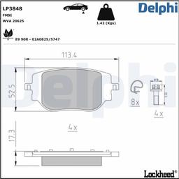 Kit de plaquettes de frein, frein à disque DELPHI LP3848
