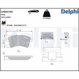 Kit de plaquettes de frein, frein à disque DELPHI LP5017EV