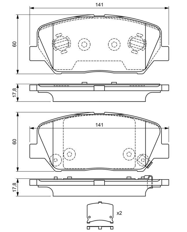 Kit de plaquettes de frein, frein à disque BOSCH 0986494671