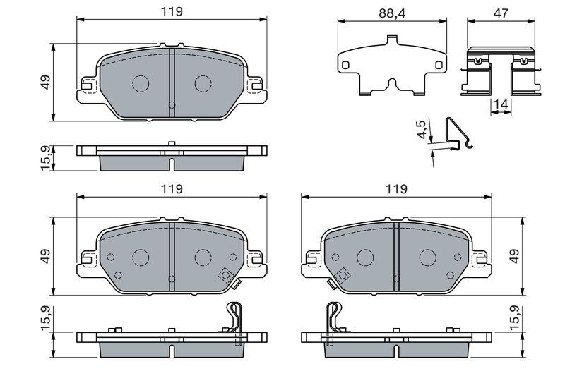 Kit de plaquettes de frein, frein à disque BOSCH 0986460138