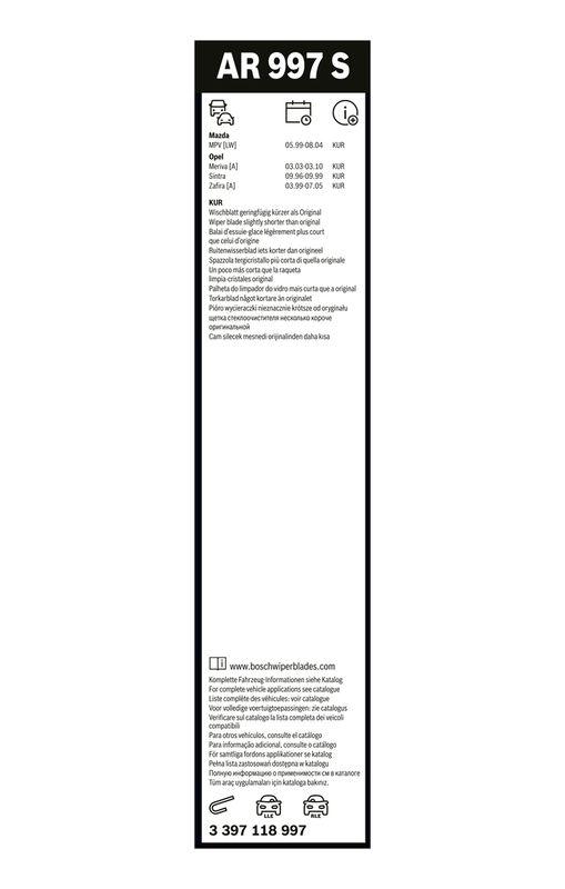 Balai d'essuie-glace BOSCH 3 397 118 997