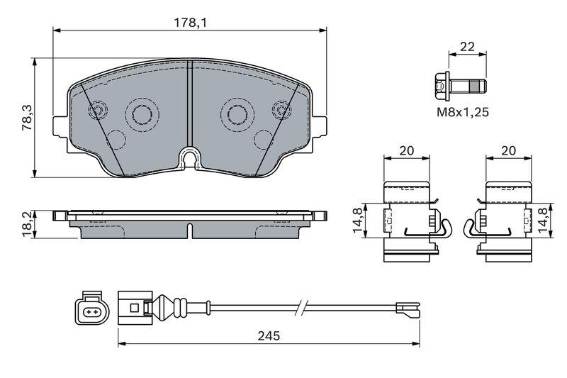 Kit de plaquettes de frein, frein à disque BOSCH 0986460162