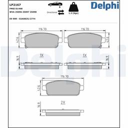 Kit de plaquettes de frein, frein à disque DELPHI LP2167