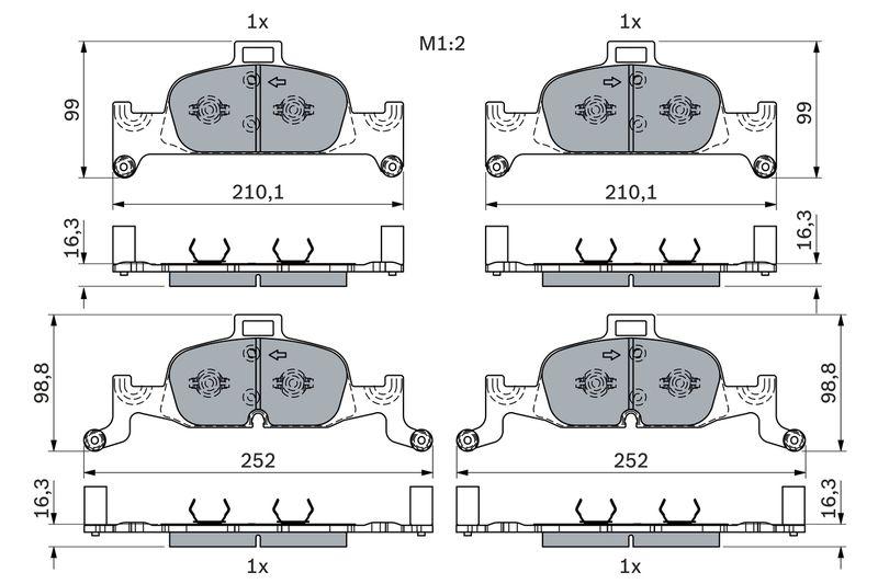 Kit de plaquettes de frein, frein à disque BOSCH 0986424432