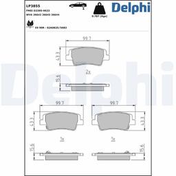Kit de plaquettes de frein, frein à disque DELPHI LP3855