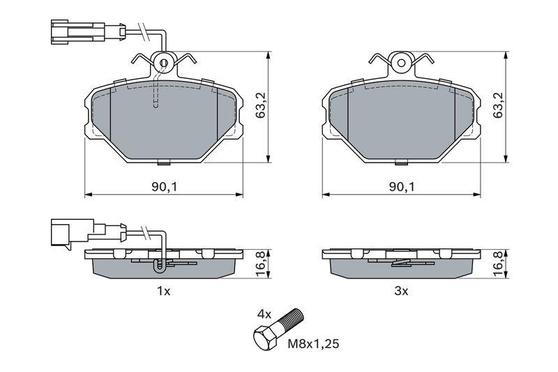 Kit de plaquettes de frein, frein à disque BOSCH 0 986 491 050