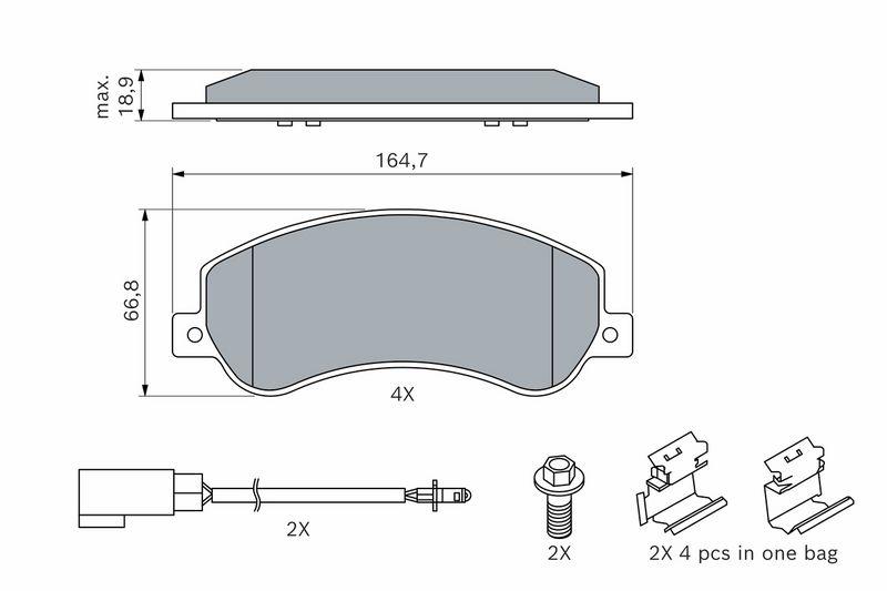 Kit de plaquettes de frein, frein à disque BOSCH 0986494170