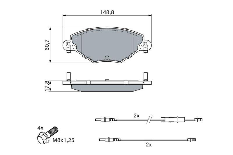 Kit de plaquettes de frein, frein à disque BOSCH 0 986 424 582