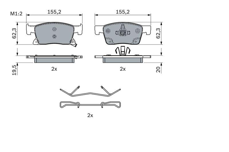 Kit de plaquettes de frein, frein à disque BOSCH 0 986 424 329
