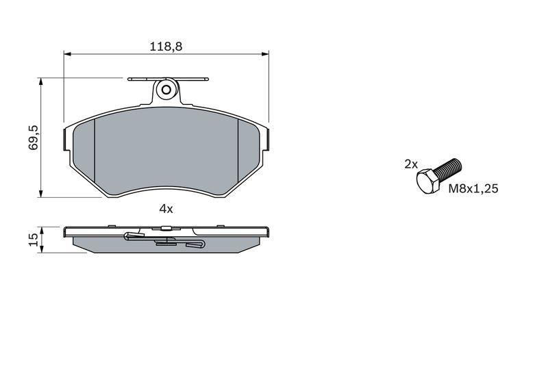 Kit de plaquettes de frein, frein à disque BOSCH 0 986 494 010