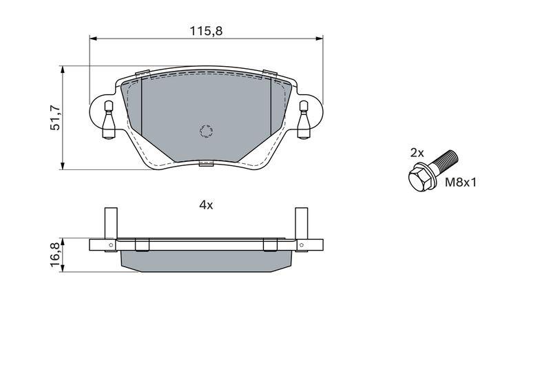 Kit de plaquettes de frein, frein à disque BOSCH 0 986 424 671