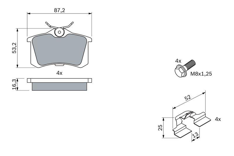 Kit de plaquettes de frein, frein à disque BOSCH 0 986 494 596