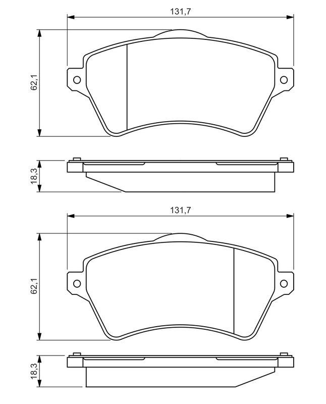 Kit de plaquettes de frein, frein à disque BOSCH 0986424721