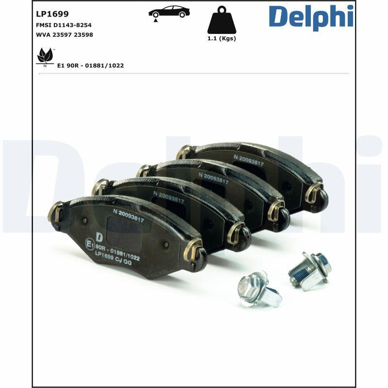 Kit de plaquettes de frein, frein à disque DELPHI LP1699