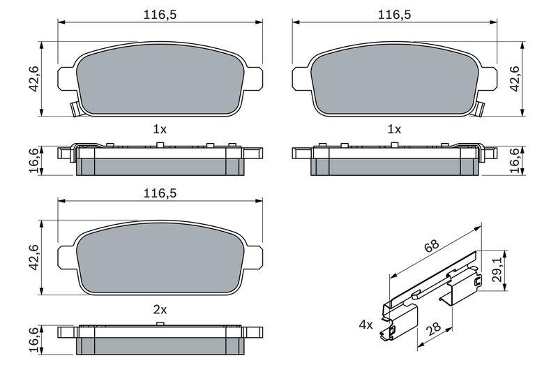 Kit de plaquettes de frein, frein à disque BOSCH 0 986 494 666