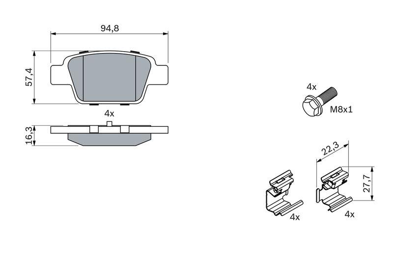 Kit de plaquettes de frein, frein à disque BOSCH 0 986 494 030
