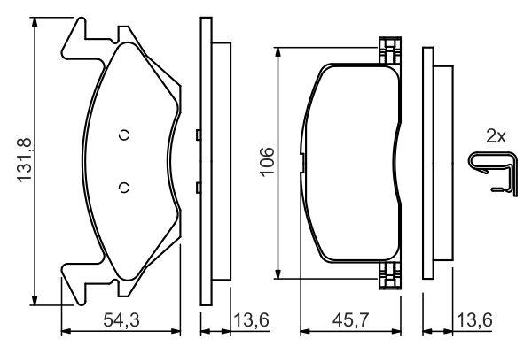 Kit de plaquettes de frein, frein à disque BOSCH 0986424264