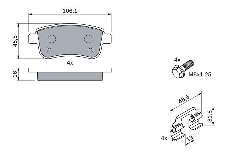 Kit de plaquettes de frein, frein à disque BOSCH 0 986 494 384