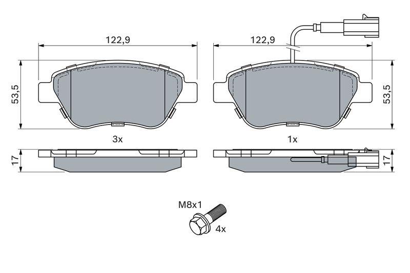 Kit de plaquettes de frein, frein à disque BOSCH 0 986 424 597