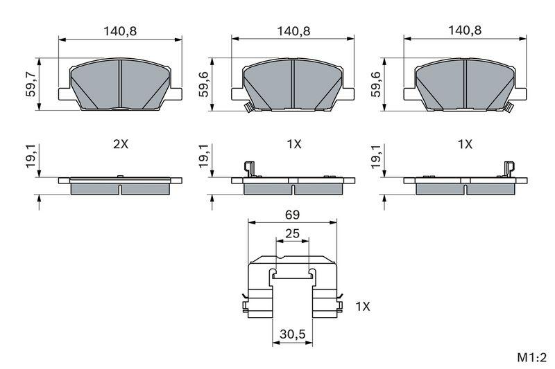 Kit de plaquettes de frein, frein à disque BOSCH 0986424896