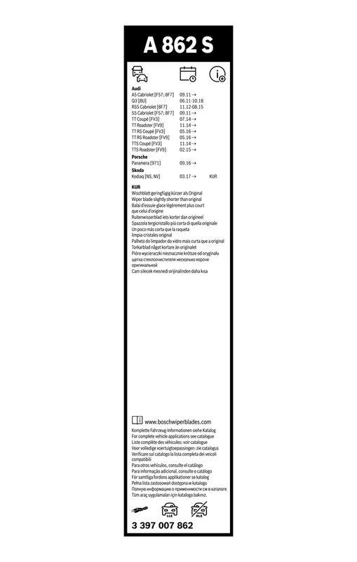 Balai d'essuie-glace BOSCH 3 397 007 862
