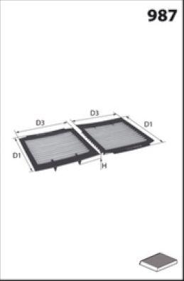 Filtre, air de l'habitacle MECAFILTER JLR7150