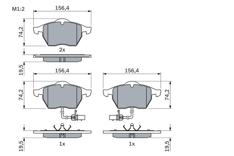Kit de plaquettes de frein, frein à disque BOSCH 0 986 424 482