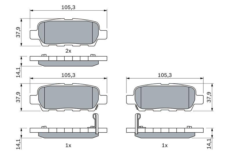 Kit de plaquettes de frein, frein à disque BOSCH 0986494090