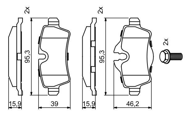 Kit de plaquettes de frein, frein à disque BOSCH 0 986 494 242