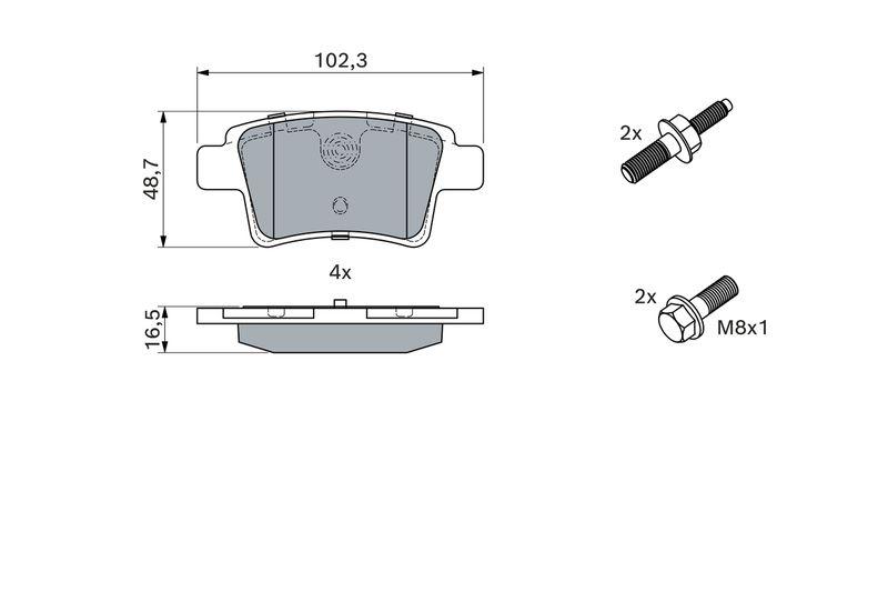 Kit de plaquettes de frein, frein à disque BOSCH 0 986 494 199