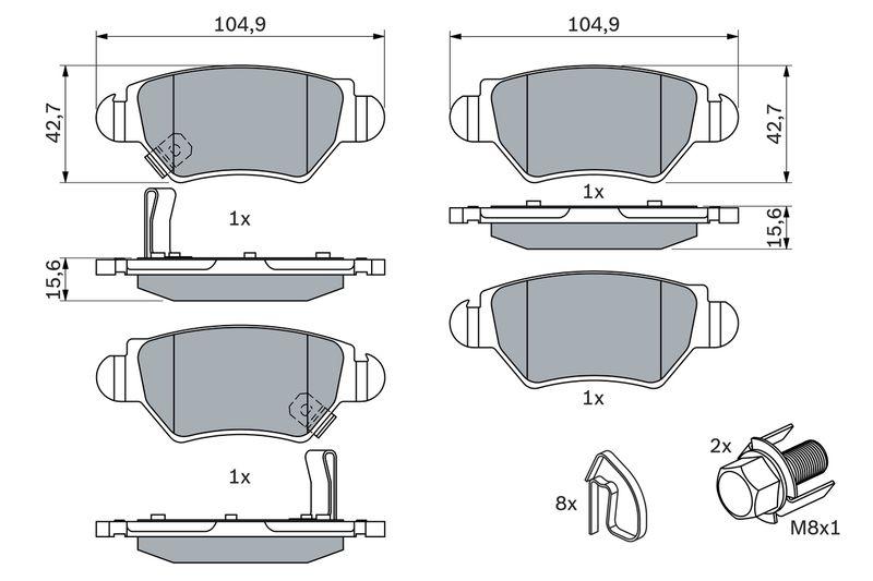 Kit de plaquettes de frein, frein à disque BOSCH 0 986 494 014