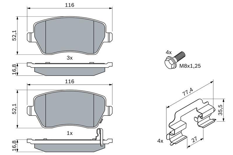 Kit de plaquettes de frein, frein à disque BOSCH 0 986 494 160
