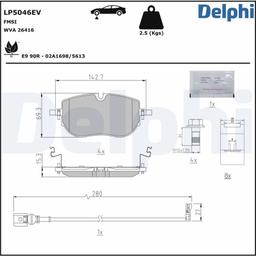 Kit de plaquettes de frein, frein à disque DELPHI LP5046EV