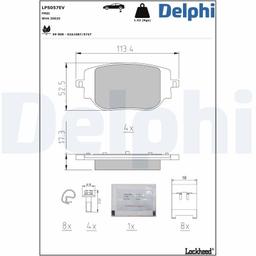 Kit de plaquettes de frein, frein à disque DELPHI LP5057EV