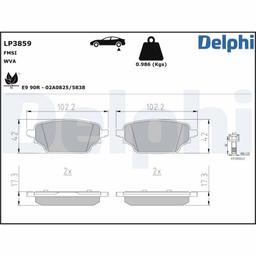 Kit de plaquettes de frein, frein à disque DELPHI LP3859