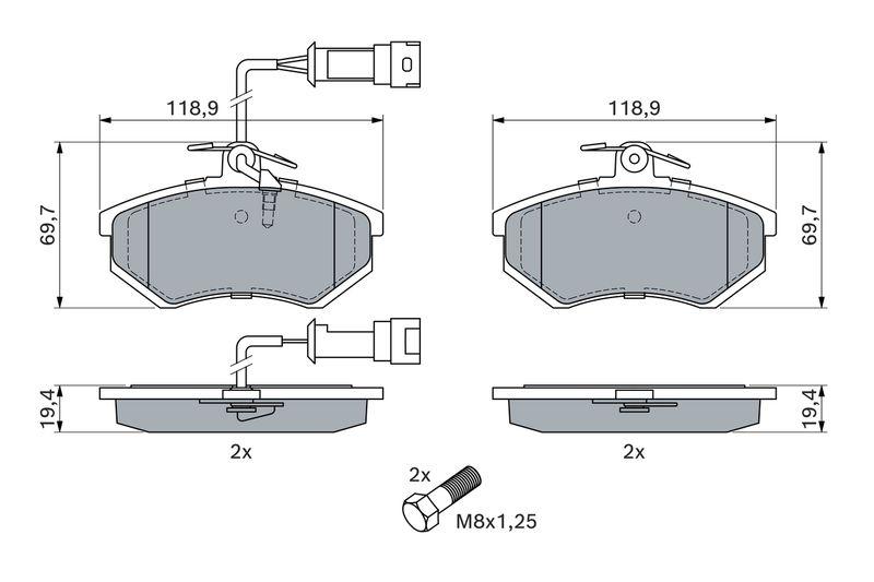 Kit de plaquettes de frein, frein à disque BOSCH 0 986 466 693