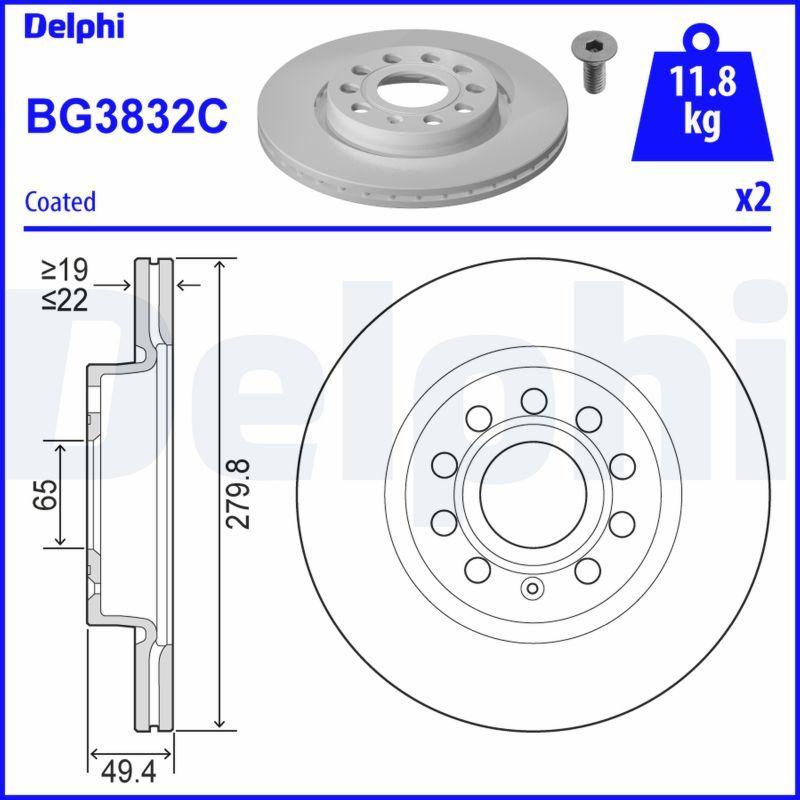 Disque de frein DELPHI BG3832C