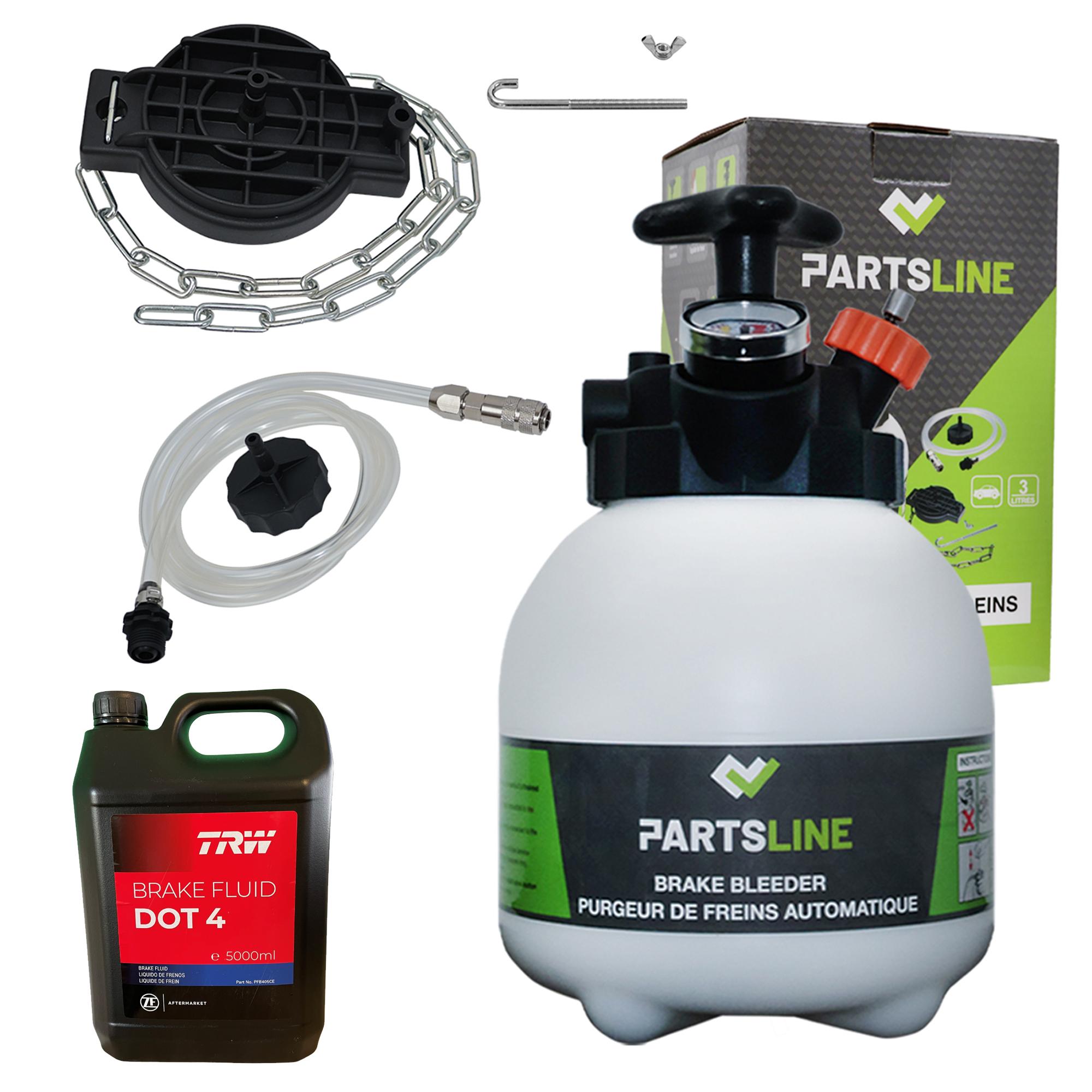 Purgeur autonome de frein et embrayage avec Bidon de 5 Litres de DOT4 PARTSLINE KC00184