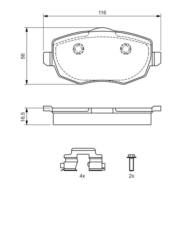 Kit de plaquettes de frein, frein à disque BOSCH 0986424792