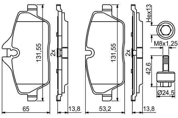 Kit de plaquettes de frein, frein à disque BOSCH 0 986 494 813