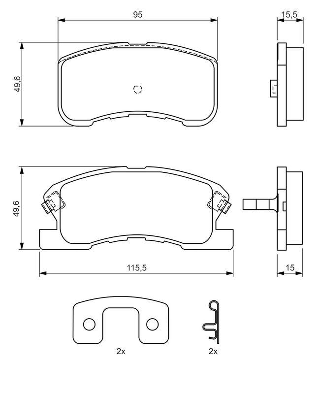 Kit de plaquettes de frein, frein à disque BOSCH 0986424697