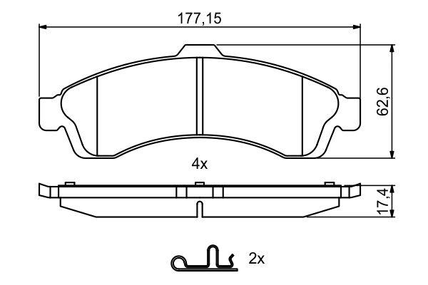 Kit de plaquettes de frein, frein à disque BOSCH 0 986 494 854