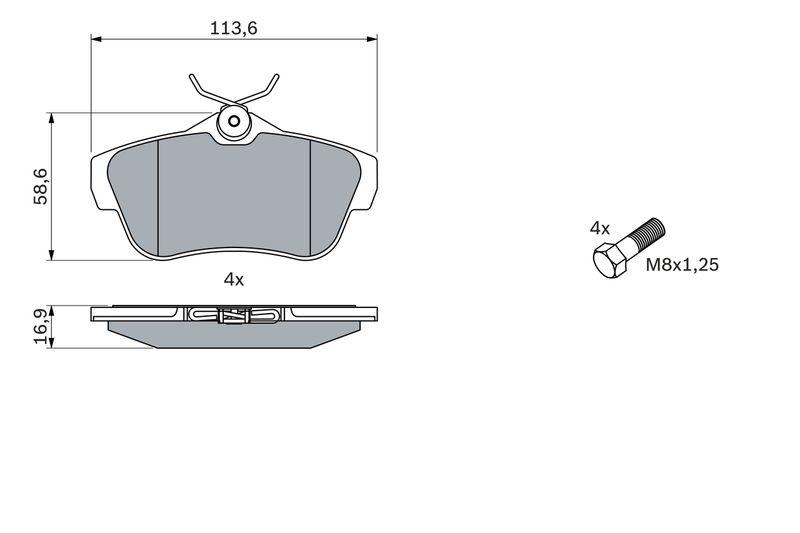 Kit de plaquettes de frein, frein à disque BOSCH 0986424625