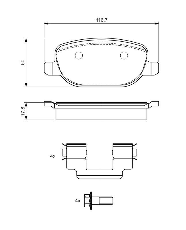 Kit de plaquettes de frein, frein à disque BOSCH 0986424775