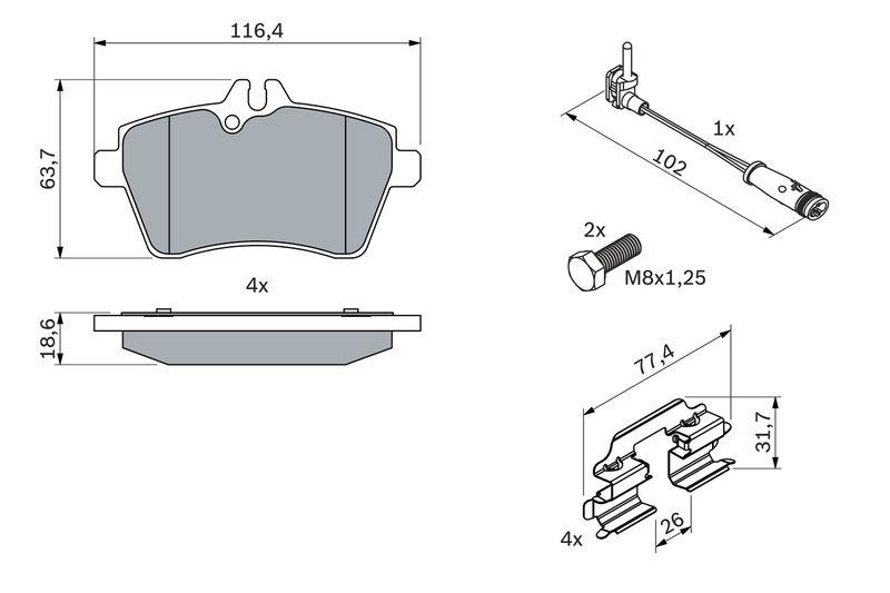 Kit de plaquettes de frein, frein à disque BOSCH 0 986 494 290