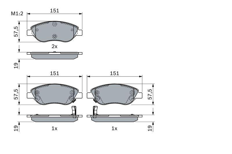 Kit de plaquettes de frein, frein à disque BOSCH 0986424042