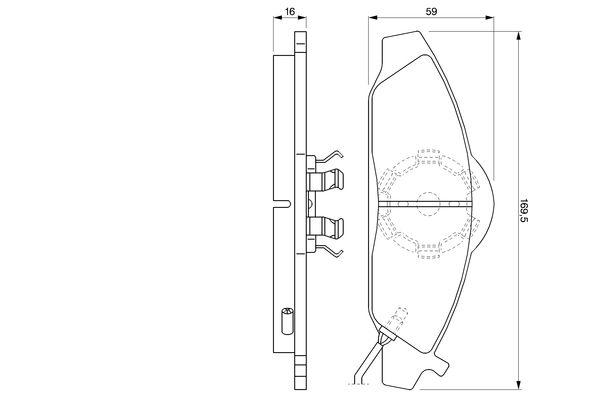 Kit de plaquettes de frein, frein à disque BOSCH 0986424551