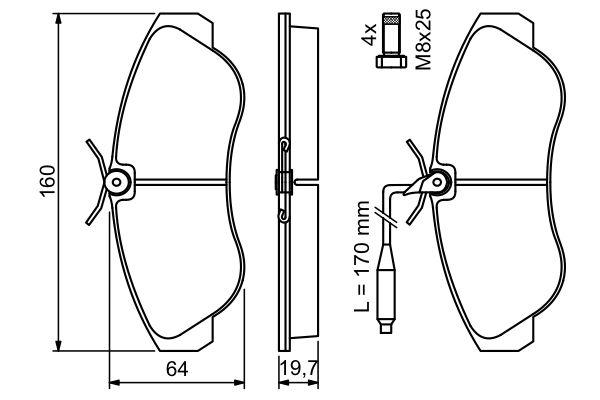 Kit de plaquettes de frein, frein à disque BOSCH 0 986 424 031
