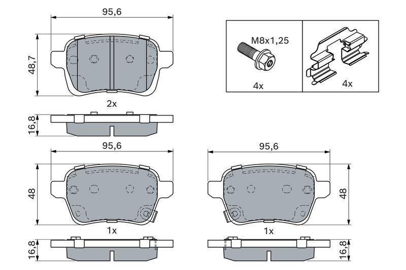 Kit de plaquettes de frein, frein à disque BOSCH 0 986 494 747